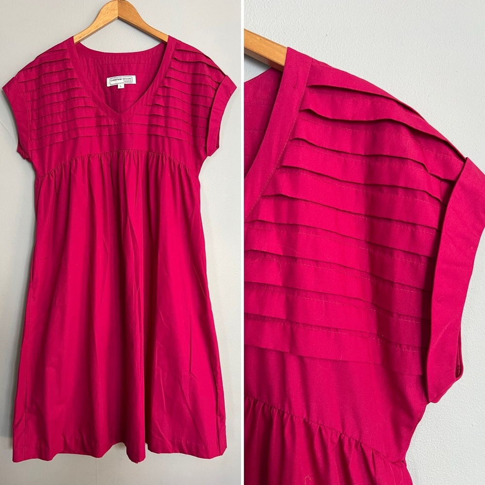 Vintage Women's Size XL Magenta Pink Short Sleeve Dress